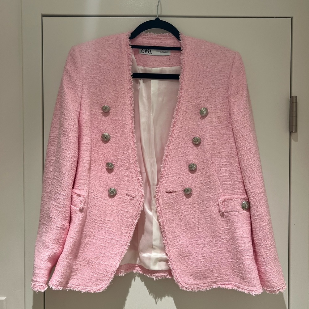 Zara Pink Double Breasted Blazer